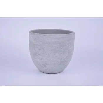 Obal na květináč keramický LISABON, pr.16x14cm, sv. šedá|LIGHT GREY|Ego Dekor