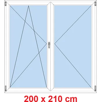 Okno Soft Dvoukřídlé balkonové dveře 200x210 cm, otevíravé a sklopné