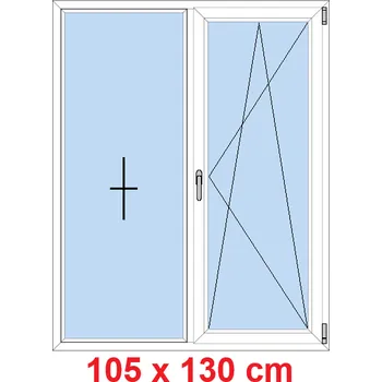 Okno Soft Dvoukřídlé plastové okno 105x130 cm, FIX+OS