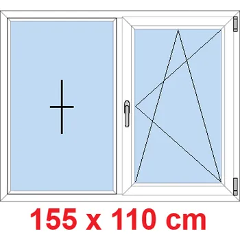 Okno Soft Dvoukřídlé plastové okno 155x110 cm, FIX+OS