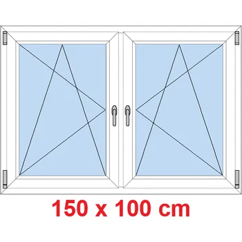 Okno Soft Dvoukřídlé plastové okno 150x100 cm, OS+OS, se sloupkem