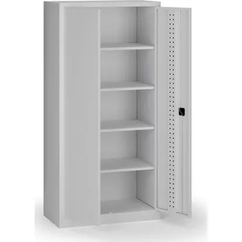 B2B Partner Policová dílenská skříň 2-dveřová, 4 police, 1950 × 950 × 500 mm, šedé dveře