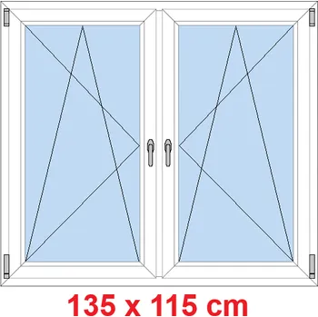 Okno Soft Dvoukřídlé plastové okno 135x115 cm, OS+OS, se sloupkem