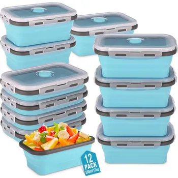 Dóza na potraviny Sada 12 silikonových skládacích dóz na potraviny s víčky