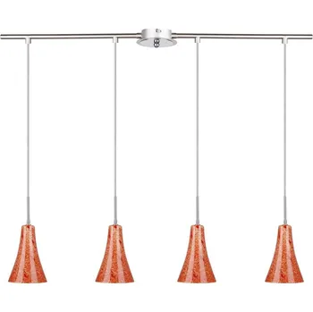 Moderní závěsné osvětlení nad jídelní stůl RUFI - 4xE14, 40W, stříbrné / oranžové