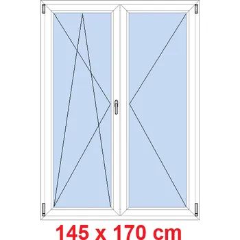 Okno Soft Dvoukřídlé balkonové dveře 145x170 cm, otevíravé a sklopné