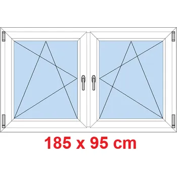 Okno Soft Dvoukřídlé plastové okno 185x95 cm, OS+OS, se sloupkem