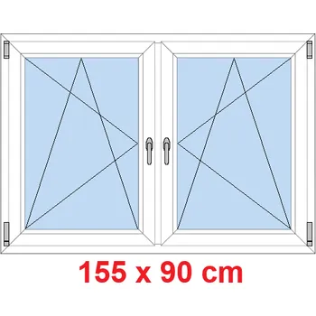 Okno Soft Dvoukřídlé plastové okno 155x90 cm, OS+OS, se sloupkem