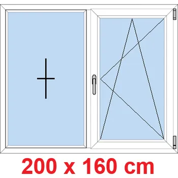 Okno Soft Dvoukřídlé plastové okno 200x160 cm, FIX+OS