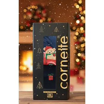 Boxerky Cornette vánoční komplet boxerky a ponožky 914/01 Gift - modrá, L (Vánoční dárková sada)