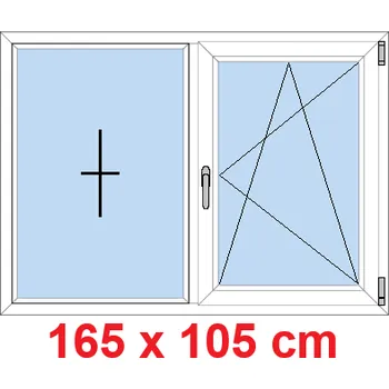 Okno Soft Dvoukřídlé plastové okno 165x105 cm, FIX+OS