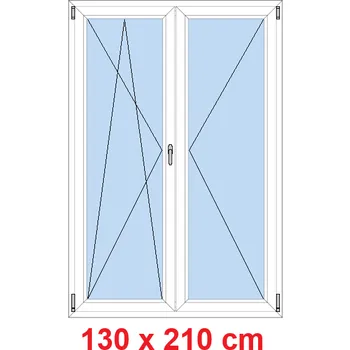 Okno Soft Dvoukřídlé balkonové dveře 130x210 cm, otevíravé a sklopné