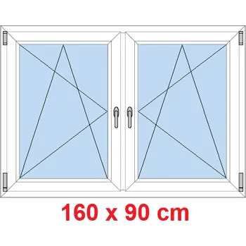 Okno Soft Dvoukřídlé plastové okno 160x90 cm, OS+OS, se sloupkem