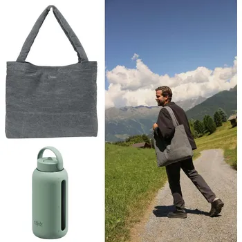 Přebalovací taška STUDIO NOOS Zvýhodněný set Taška Mom Bag Denim Grey + BINK Lahev Aloe