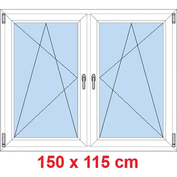 Okno Soft Dvoukřídlé plastové okno 150x115 cm, OS+OS, se sloupkem