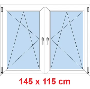 Okno Soft Dvoukřídlé plastové okno 145x115 cm, OS+OS, se sloupkem