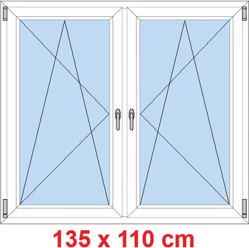 Okno Soft Dvoukřídlé plastové okno 135x110 cm, OS+OS, se sloupkem