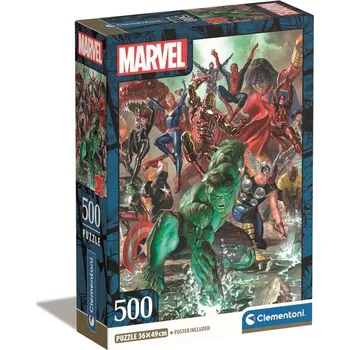 Puzzle PUZZLE 500 dílků AVENGERS - Hrdinové Marvel - Kompaktní balení CLEMENTONI
