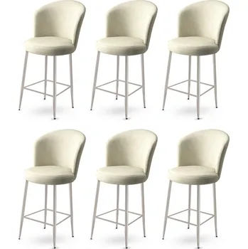 Barová židle Bar Stool Set (6 Pieces) Alte - Cream, Chrome