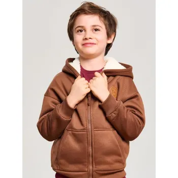 Chlapecká mikina Sinsay - Teplejší mikina s kapucí - hnědá - 360FC-88X - 360FC-88X-128