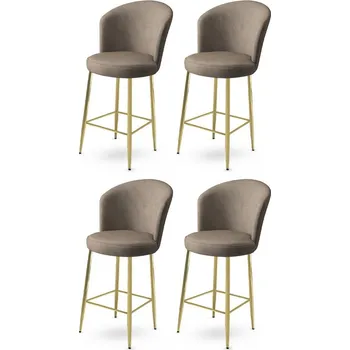 Barová židle Bar Stool Set (4 Pieces) Alte - Cappuccino, Gold