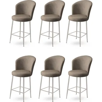 Barová židle Bar Stool Set (6 Pieces) Fora - Cappuccino, Chrome