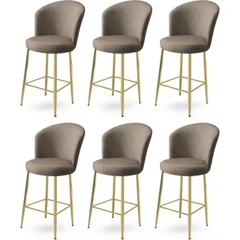 Barová židle Bar Stool Set (6 Pieces) Fora - Cappuccino, Gold