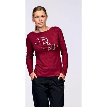 Vínové dámské tričko s dlouhými rukávy a potiskem 35 velikost 3XL