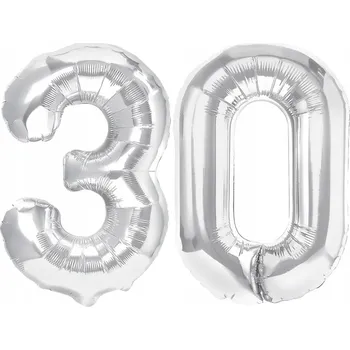 Balónek VELKÉ FÓLIOVÉ BALÓNKY ČÍSLA 30 STŘÍBRNÉ K NAROZENINÁM