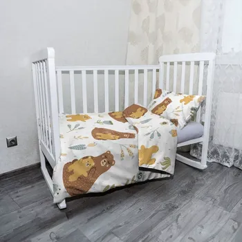 Povlečení Sablio Mikroplyšové dětské povlečení do postýlky Medvědi - 120x90 / 40x60