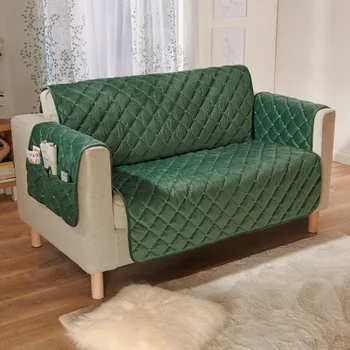 Napínací potah 3Pagen Potah na 2místnou sedací soupravu tmavě zelená 000