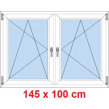 Okno Soft Dvoukřídlé plastové okno 145x100 cm, OS+OS, se sloupkem