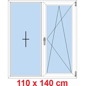 Okno Soft Dvoukřídlé plastové okno 110x140 cm, FIX+OS