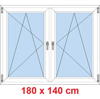Okno Soft Dvoukřídlé plastové okno 180x140 cm, OS+OS, se sloupkem