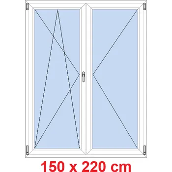 Okno Soft Dvoukřídlé balkonové dveře 150x220 cm, otevíravé a sklopné
