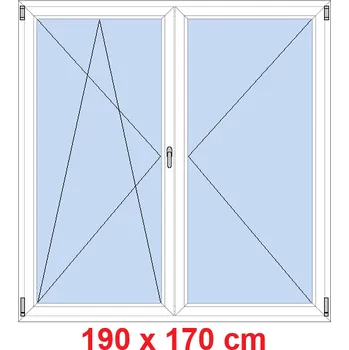 Okno Soft Dvoukřídlé balkonové dveře 190x170 cm, otevíravé a sklopné