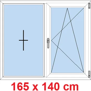 Okno Soft Dvoukřídlé plastové okno 165x140 cm, FIX+OS