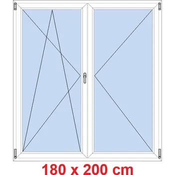 Okno Soft Dvoukřídlé balkonové dveře 180x200 cm, otevíravé a sklopné