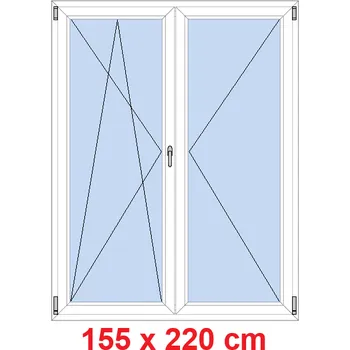 Okno Soft Dvoukřídlé balkonové dveře 155x220 cm, otevíravé a sklopné