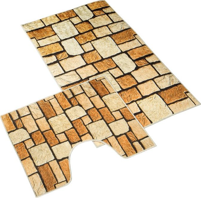 Bellatex Koupelnová a WC předložka Kamenná dlažba 3D SADA 60 x 100 cm + 60 x 50 cm