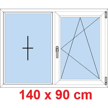 Okno Soft Dvoukřídlé plastové okno 140x90 cm, FIX+OS