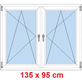 Okno Soft Dvoukřídlé plastové okno 135x95 cm, OS+OS, se sloupkem