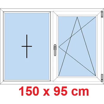 Okno Soft Dvoukřídlé plastové okno 150x95 cm, FIX+OS