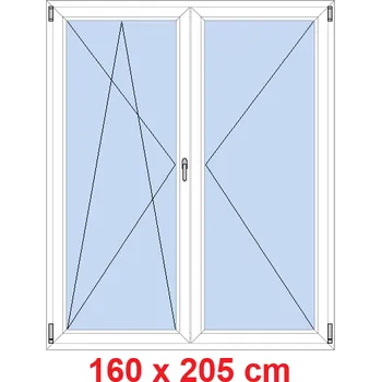 Okno Soft Dvoukřídlé balkonové dveře 160x205 cm, otevíravé a sklopné