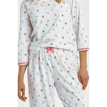 Dámské pyžamo Dámské pyžamo Taro Elodie - bavlna Bílo-růžová L