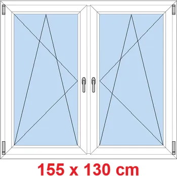 Okno Soft Dvoukřídlé plastové okno 155x130 cm, OS+OS, se sloupkem