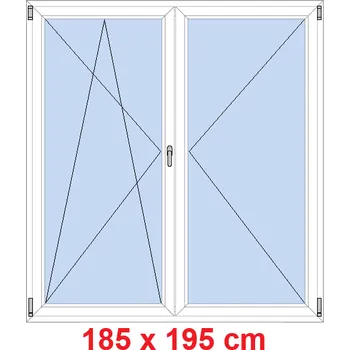 Okno Soft Dvoukřídlé balkonové dveře 185x195 cm, otevíravé a sklopné