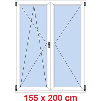 Okno Soft Dvoukřídlé balkonové dveře 155x200 cm, otevíravé a sklopné
