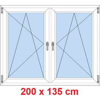Okno Soft Dvoukřídlé plastové okno 200x135 cm, OS+OS, se sloupkem