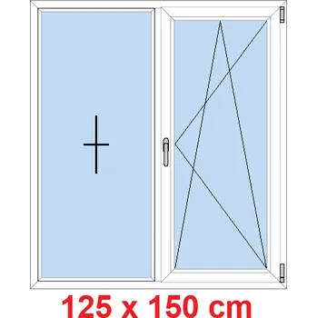 Okno Soft Dvoukřídlé plastové okno 125x150 cm, FIX+OS